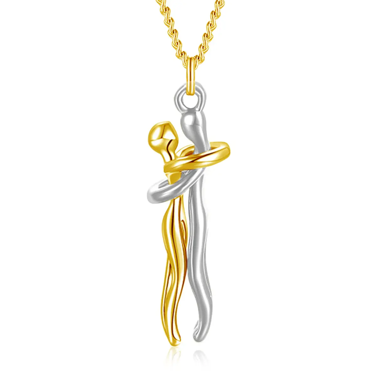 Couples' Hugging Pendant Necklace, 40cm+5cm Fashion Costume Jewelry, Exquisite Jewelry Gift for Women & Men, Casual Gift for Valentine's Day, Anniversary