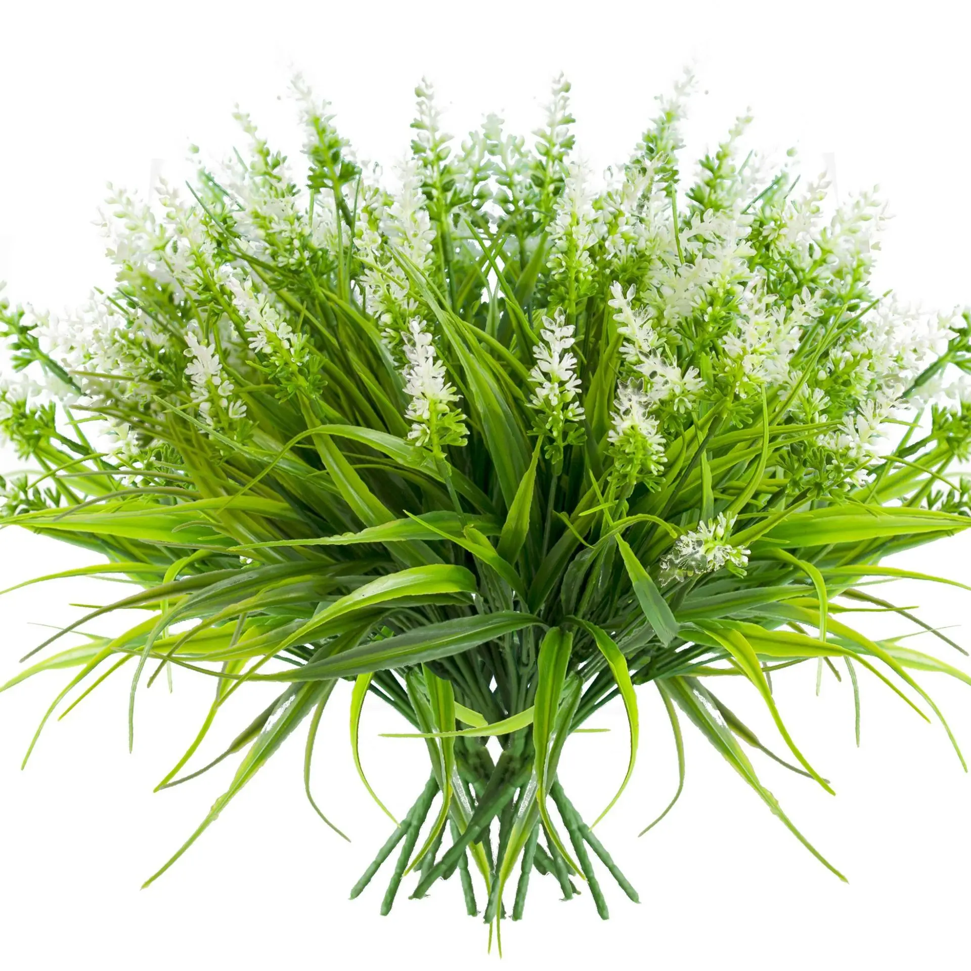 12 pieces of artificial plants, outdoor imitation lavender flowers, fake sage plastic green plants, garden plants, for porch, windows, and balcony hanging flower pots, indoor decoration, Artificial Flower Decorations, Faux Flower Decorations