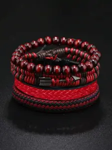 Men's Fashionable Arrow Decor Beaded Bracelet & Braid Bracelet, Casual Trendy Braid Design Bracelet, Fashion Accessories for Daily Decoration, Boho Style Bracelet, Leather Braided Bracelet