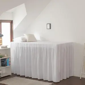 100% Microfiber Twin XL Dorm Bed Skirt Split Corner 32" Drop Twin Extra Long Dorm Bedding White