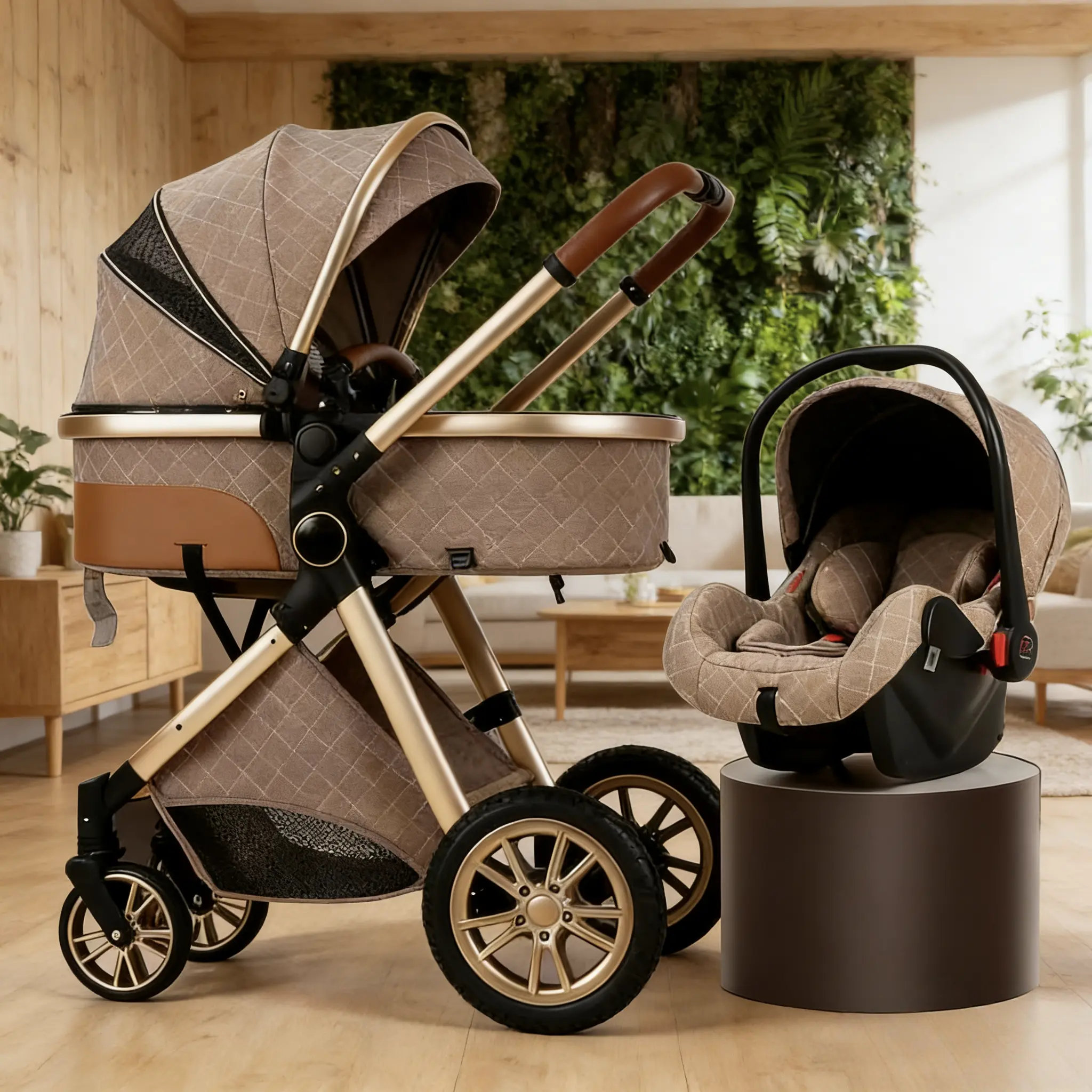 4-in-1 Portable Folding Baby Stroller with Sunshade - Lightweight, Durable, Effortless Push, Comfortable, Safe, Retro Design, Pushchair, Reversible Seat, Folding Travel Model, Wagon Style for Family Outings, Daily Use, Reversible Stroller Seat