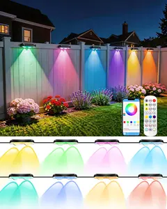 Outdoor Fence Lights 8 Pack, 50ft Smart RGB Outdoor Lights, APP, Remote Control, IP67 Waterproof LED String Light with Timer for Wall Deck Step Patio Railing Yard Stairs Pool Christmas Decor outdoorfun