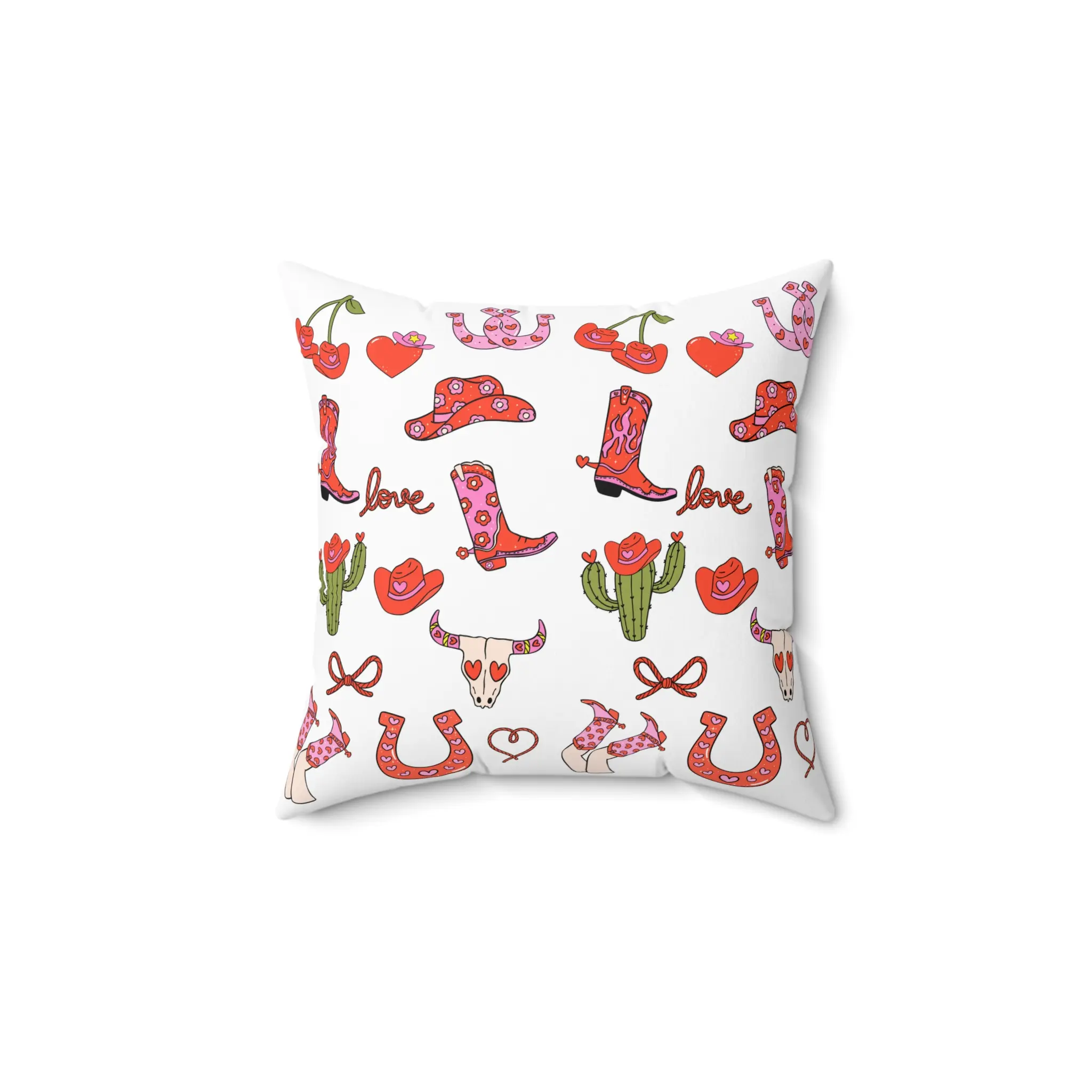 Western Cowgirl Square Pillow, Cozy Decorative Cushion for Home, Farmhouse Decor, Gift for Her, Cowboy Aesthetic