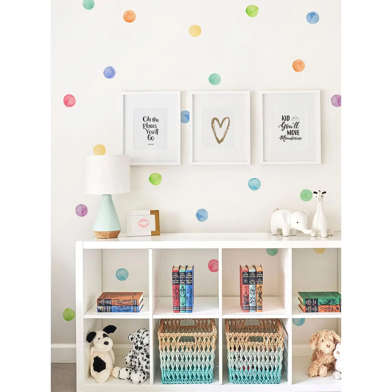 Multicolor Vinyl Watercolor Dots Decorative Art Stickers Set - Rainbow Home Decor Wall Stickers