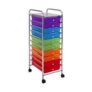 10-Drawer Organizer Cart, Translucent Multi-Color