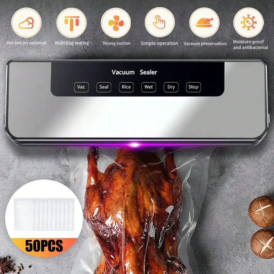 6-in-1 Automatic Vacuum Sealing Machine - Food Sealer with Dry/Moist Modes, Easy-to-Clean Home Kitchen Storage Appliance, Ideal Graduation Gift