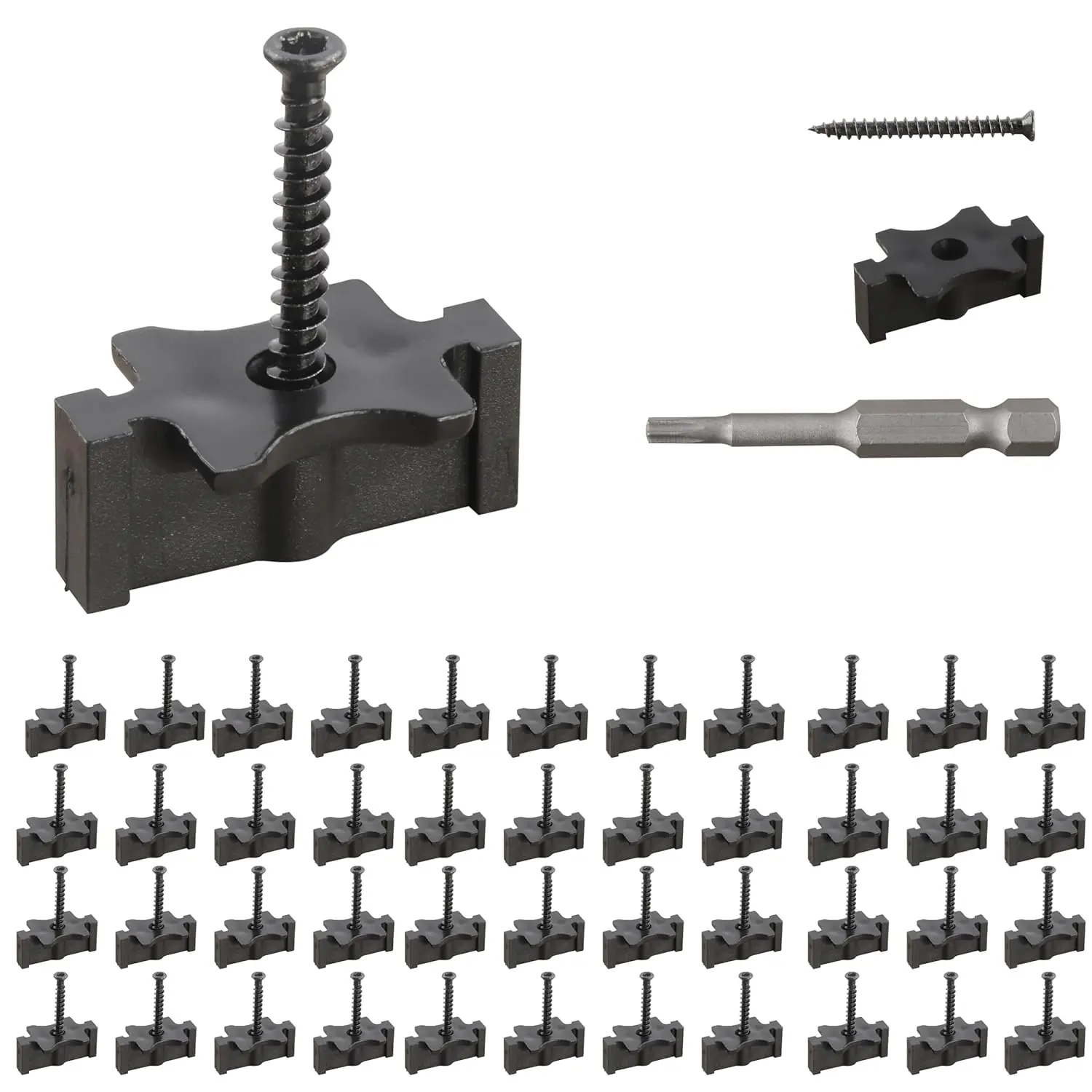 [Deals For You] 600PCS Hidden Deck Fasteners for Composite Decking Boards, Plastic Hidden Fasteners with Stainless Steel Screws & Drill Bits, Universal Nylon Clips for Composite Decking