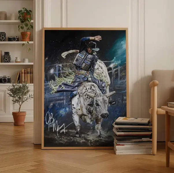 [NO FRAME] JB Mauney Rodeo Bull Riding Poster, Legendary Cowboy Action, Bucking Bull Moments & Arena Highlights, Western Rodeo Sports Wall Art, Aesthetic Print