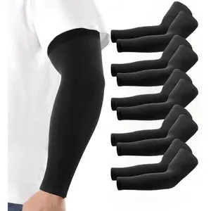 3/5/7 Pack Men's Compression Arm Sleeves - & Sun Coverage, Moisture-Wicking Breathable Fabric, Elastic Fit for Running Cycling Hiking Outdoor Work, Unisex Design (Black), Sports Accessories, Versatile Sleeve Pack, Durable Elastic Material
