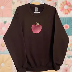 Apple Patchwork Embroidered Crewneck Sweatshirt