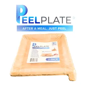 Peel Plate [2-Pack] 30 Servings Total [9.5in X 9.5in] - 2 Week Supply of Reusable Paper Plates