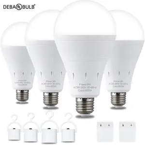 DEBAOBULB 4PK Rechargeable Emergency Light Bulbs  Battery Powered LED Light Bulb 6000K Daylight E26 120 Volt 9W 60W Equivalent with 1200mAh for Home Power Outage Camping Hurricane ,Father's Day Gift