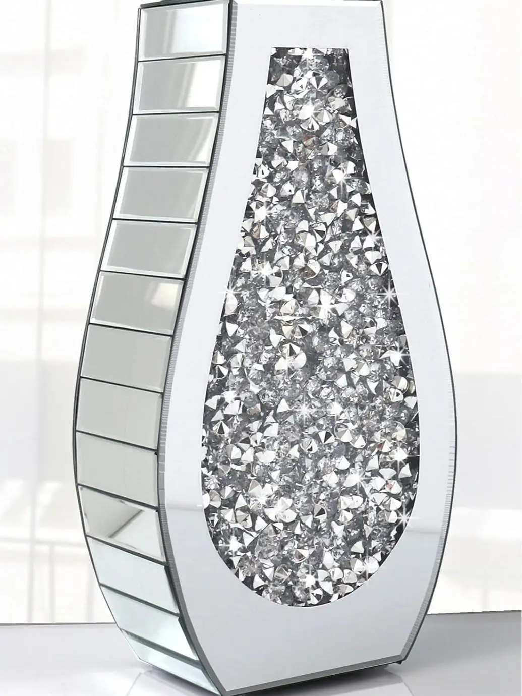Crushed Diamond Mirror Vase Crystal Silver Glass Stunning Decorative Vase Flower Luxury for Home Décor Light Wedding Wedding Ornaments Decoration Light