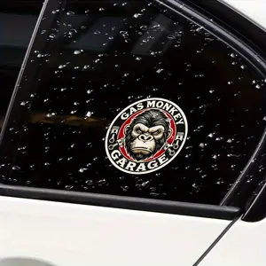 Adventure Preparation | Psychedelic Monkey Garage Tape Sticker - Bold Orangutan Design, Waterproof and Durable, Suitable for Men's Caves and Personal Spaces, Round Bumper Sticker for Air Monkeys