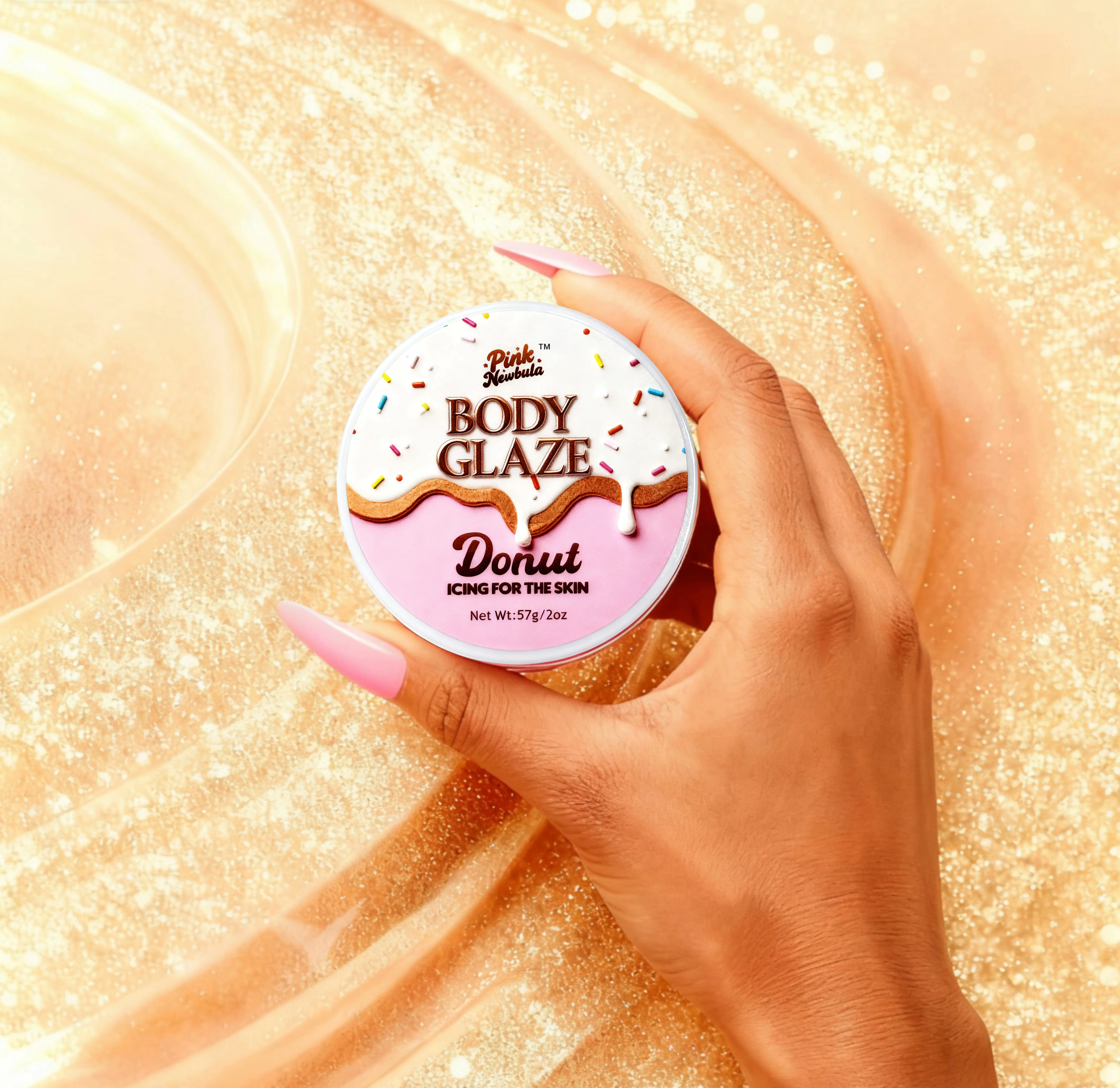Body Glaze Vanilla Donut - 2-in-1 Highlighter & Moisturizer, Grape Seed & Jojoba Oil, Dewy Makeup Oil, 57g Travel Size,body glaze scent from heaven Long-Lasting Fragrance, Hydrate & Radiant Skin Cosmetic Shimmer Bronzer Scent body travel