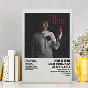 Ivan Cornejo Alma Vacía Album Wood Canvas Poster, Regional Mexican Music Tracklist Wall Art - Lightweight Minimalist Artistic Decoration, Hanging Framed-Unframed Print for Bedroom Fan Authentic Memorabilia