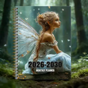 2026-2030 Monthly Planner/Calendar, Office Stationery Supplies, 5-Year Monthly Planner, Spiral Bound Planner, Elf Ear Theme Notebook, Monthly Tabs, 5.5 x 8.3 inches, 71 Sheets / 142 Pages Thick Paper, Elastic Cover