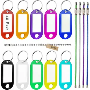 Key Tag Set (40 Plastic Key Labels with 10 Ball Chains & 4  Key Rings) - Versatile for USB Drives, Luggage, /Office Key Organization