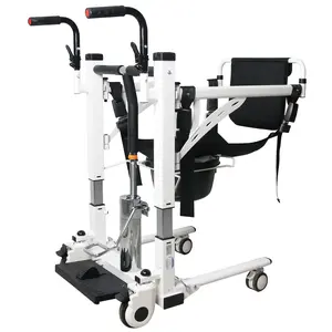 Garvee Patient Lift Transfer Chair - Hydraulic Patient Lift, 180° Split Seat, Bathroom Wheelchair with Potty, Portable Elderly Lift, Bedside Commode Chair