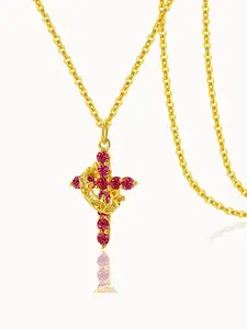 Rhinestone Crown & Cross Pendant Necklace for Women, Fashion Jewelry for Party, Daily Clothing Decor, Trendy All-match & Exquisite Jewelry for Birthday Gift