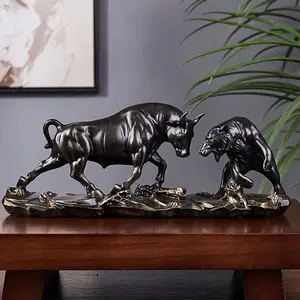 1PC Bull and Bear Market Duel Sculpture Statue Vintage Resin Ornament, Art Figurine, Resin Sculptures, Statue Figurines, Financial Office Desk Decor for Traders, Unique Art Gift for Mother's Day & Father's Day
