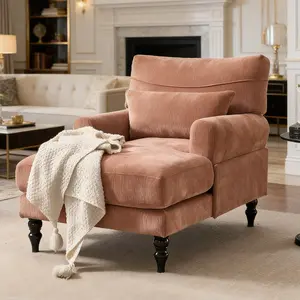 Eyisean 32'' W Modern Chenille Upholstered Chaise Lounge Chair Indoor, Comfy Sleeper Sofa Chair with Deep Cushion, Leisure Sofa Recliner Chair Sleeper with Armrest for Living Room/Bedroom