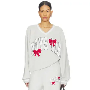 Boys Lie Wrap Me in A Bow Hayley Sweatshirt in Heather Grey