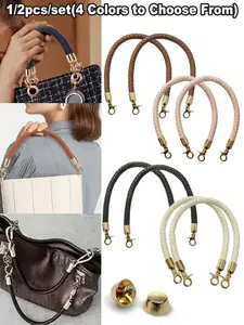 2-Pack Woven Imitation Leather Bag Straps with Spring Clips, DIY Handbag Chain Shoulder Straps for Craft Projects and Gifts