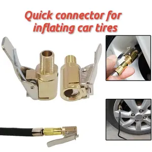 Tire Air Chuck with Clip Adapter, Brass Locking Auto Inflator Hose Nozzle, Universal Fit for All Vehicles - Practical Party Balloon Pump Connector & Men's Gift Favor