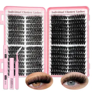 Cat-Eye Lash Clusters Kit, 30D40D60D80D100D, Faux Mink Lashes Kit, Fox Eye Lash Clusters Kit, Left&Right Lash Clusters Set, Soft Lightweight Curled Eyelashes, Beginner-friendly lashes, Waterproof Long-Lasting, Includes Bond&Seal, Rmover, Tweezers