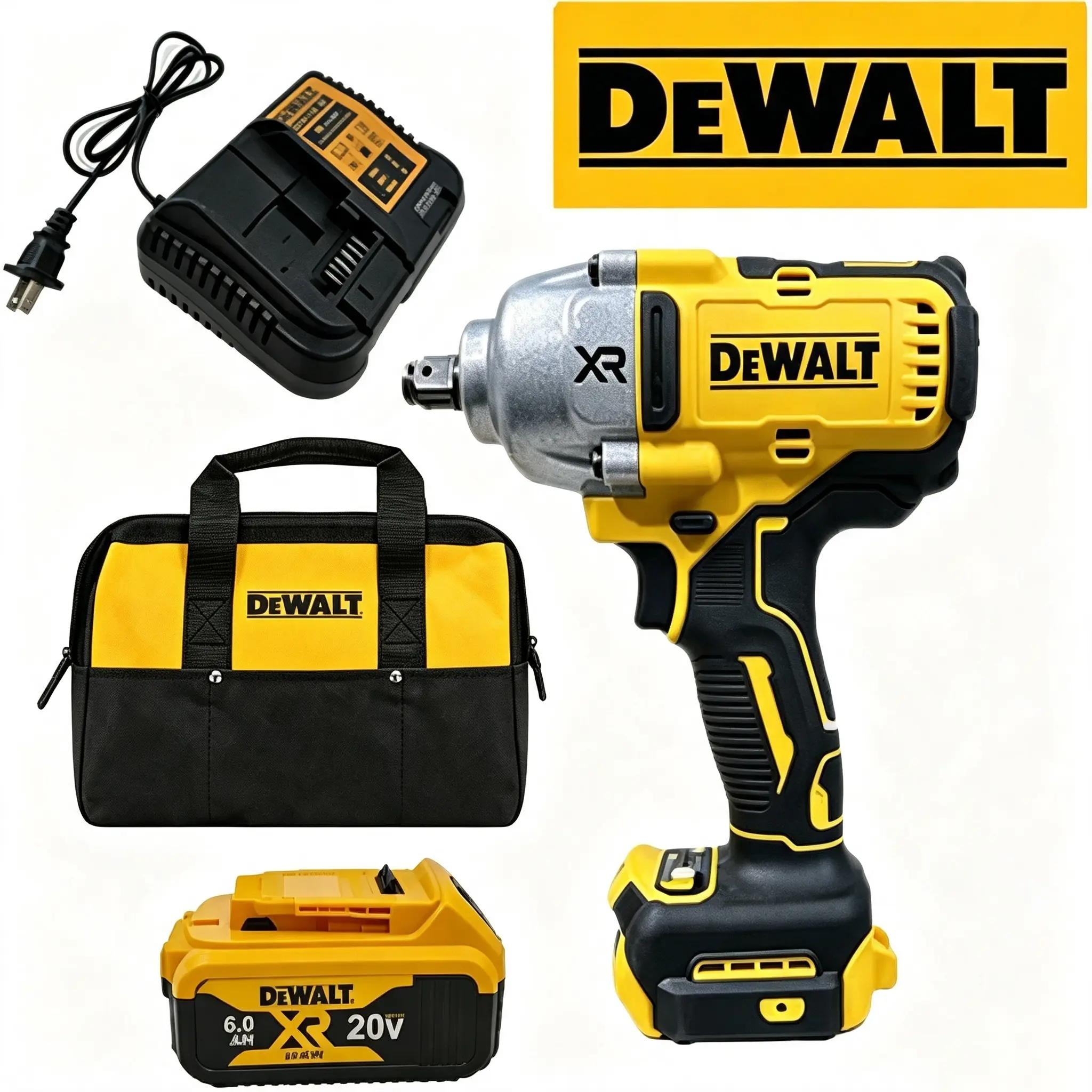 DEWALT DCF900 1/2" High Torque Impact Wrench - 1400 FT-LBS Power Heavy Duty Electric Wrench for Car Repair, Garage Projects lug nut pick globalrepair tool cordless tool set use professional battery brushless multitool automotive portable task construction