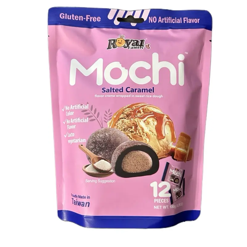 Royal Family Mochi Salted Caramel Flavor 180g - Rice Cake with Salted Caramel Filling - Snack Dessert Sweet japanese snacks japan candy bag gummy outdoorfun