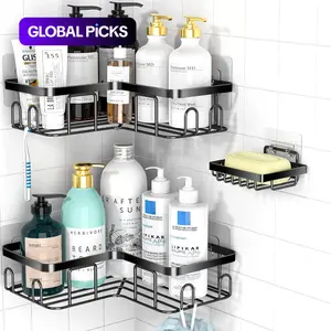 Stainless Steel Shower Rack Set, Shower Shelf, Rust-Resistant Bathroom Organizer, Bathroom Organization, No Drilling Required, Ideal for Renters & Home Use, Bathroom Accessories Organizer #GLOBAL PICKS