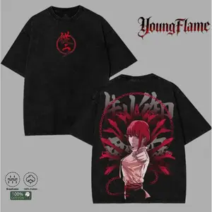 Men's Retro Round Neck Cotton Graphic T-Shirt - Unisex Chainsaw Man Makima Control Devil Anime Print Menswear, Casual Streetwear Summer Festival Valentine Villains Top, Multi-Size Outdoor Outfit