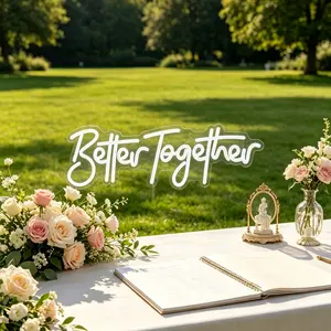 Better Together Wedding Neon Light, LED Neon Sign, Led Neon Lights, Indoor Wedding Couple Proposal Engagement Party Decor, USB Powered with On-Off Switch, Home Decoration Lamp, 19.2x6.3 Inch
