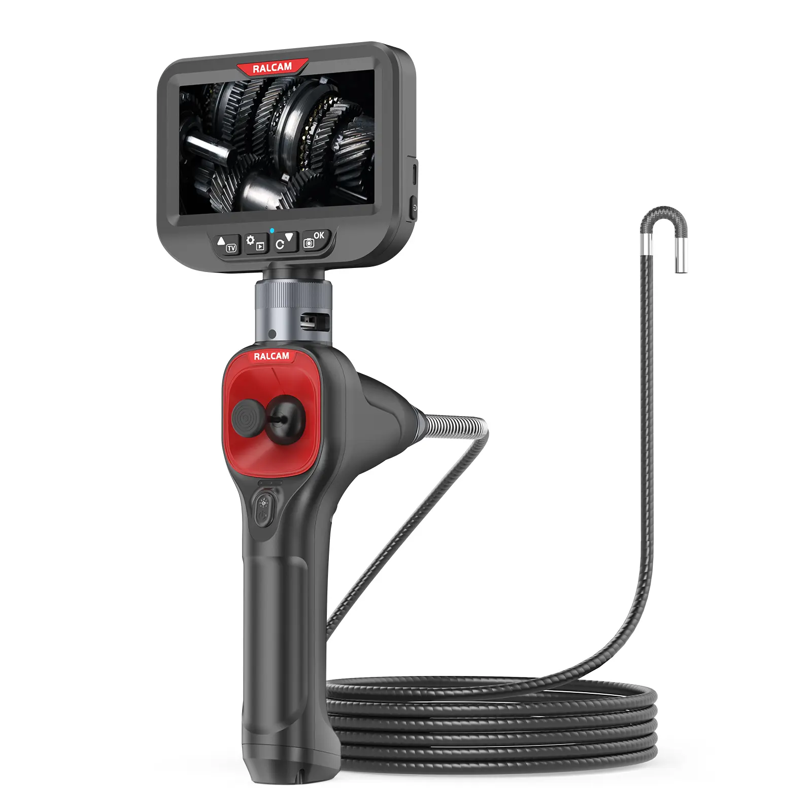 Ralcam 360° Joystick Articulating Borescope, 6.2mm IP67 Waterproof Flexible Probe, 4-Way IPS Automotive Endoscope Inspection Camera with 6 Adjustable LED Lights, 3.3 FT Snake Tube, Videos Support, AVI Format, for House DIY, Ceiling Upgrades (F606B), Adjus