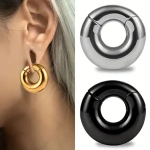 1PC Chunky Hoop Ear Weights Stainless Steel Ear Gauges Earrings Ear Plugs For Stretched Earlobe Body Jewelry Thick Studs