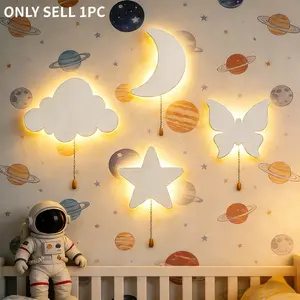 1pc Star And Cloud Lights, Led Star Light, Decorative Lights, Include Star, Cloud, Moon, Home Decor, Wall Hanging Ornaments, Party Night Lights, Birthday Party, Room Ambiance Lighting, Decoration Props, Battery-Operated (Batteries Not Included)