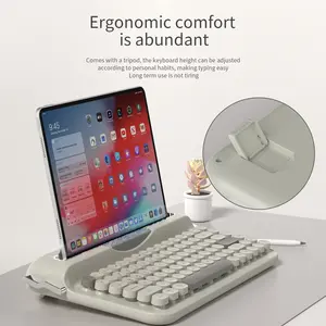 AJAZZ AF84 iPad Bluetooth wireless keyboard, dual-mode connection, compatible with external tablets and laptops, retro typewriter mechanical keyboard, creative design.