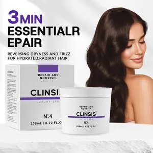 CLINSIS Nº4 Hair Mask - Salon Grade Deep Repair Treatment - Moroccan Argan Oil + French Marula Oil - 258ml - Transform Dry Damaged Hair to Silky Smooth - Long Lasting Sandalwood Scent - Anti Frizz Heat Protectant - For All Hair Types