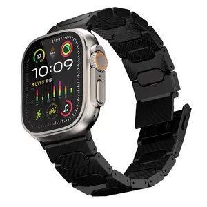 Carbon Fiber watch band for Apple Watch Ultra /9/8/7/6/SE/5/4/3/2/1 all series adjustable watch strap bracelet  Wearable Accessories