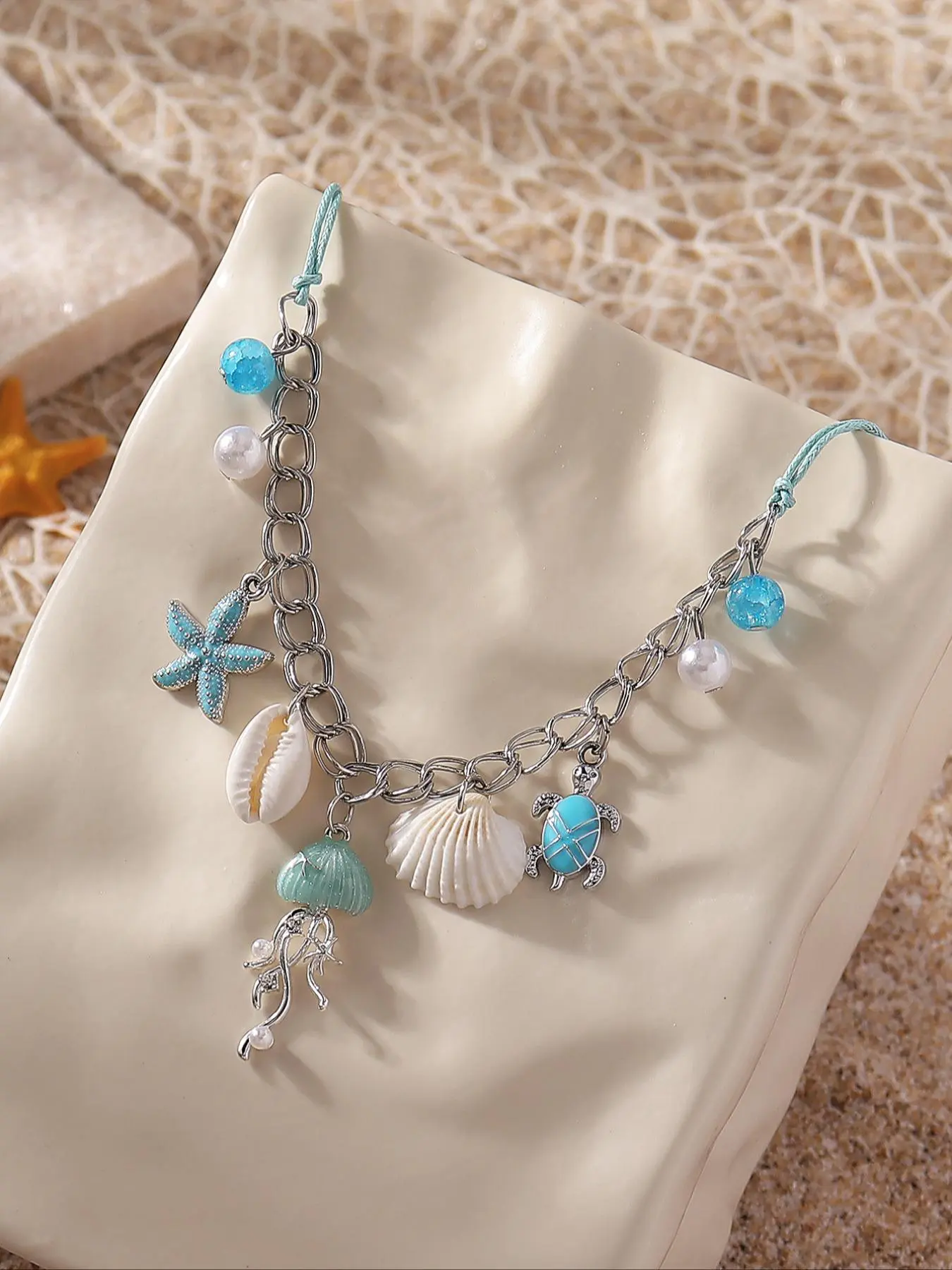 Cute Sea Life Design Charm Chain Necklace, Dangling Charms Necklace, Fashion Jewelry for Party, Daily Clothing Decor, Trendy All-match & Exquisite Jewelry for Birthday Gift, Fashionable Chain Decorated