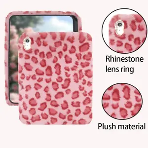 Pink Plush Leopard Print For iPad Case - Compatible With 10.9" For IPad 10th Gen (2022) & 11th Gen (2025), Also For IPad 7th/8th/9th Gen 10.2" -With Charging Stylus Slot Perfect Gift For Parties, Birthdays & Holidays, Leopard Print ipad Case