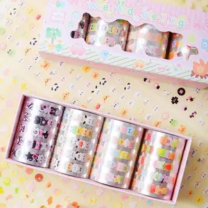 Cute Cartoon Pattern Washi Tape Set, 4 Counts/set Decorative Tape, DIY Decorative Tape for Scrapbooking, Journaling, Gift Wrapping