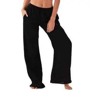 Black Cotton Cabana Pants