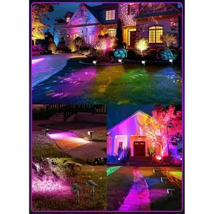 FabStyl RGB Bright Solar LED Pathway Lights, Automatic Sync of Lighting Color, 10 Lighting Modes, Durable Waterproof for Outdoor, Auto ON/OFF, Easy Installation, Perfect for Festival Decor like Christmas, Patio, Garden, Yard, Pathways, Walkways