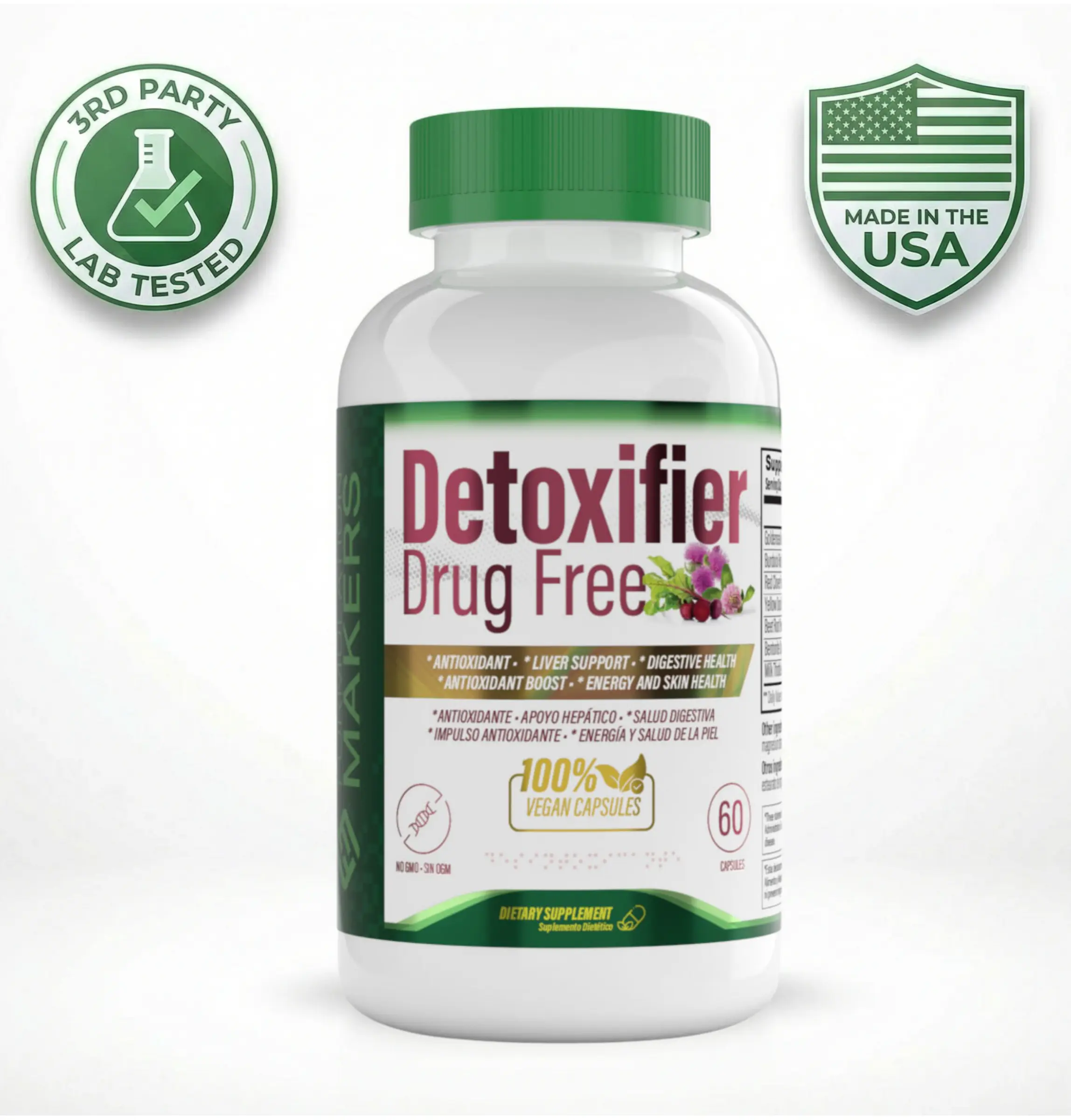 Detoxifier Drug Free 100% Vegan Capsules for Liver Health & Natural Detoxification 60 Capsules