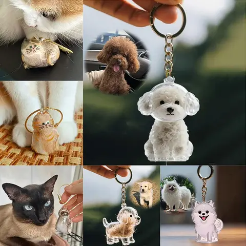 ASMR Pet Hair Keyring - Food-Grade Seal Fur-Filled Charm, 1.7" Fur Fits, Keyrings for Keys, Portable Key Ornament, Memorial Gift for Pet Owners, Home Organizer Storage Accessory