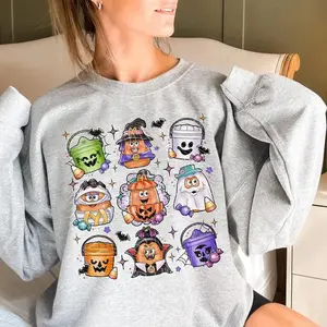 [ Sale off to 50% ] Vintage 90's Vintage 90's Kid Nugget Halloween Sweatshirt, Spooky Snack Crewneck, Retro Halloween Bucket Shirt
