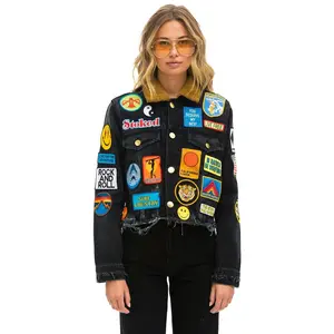 VINTAGE PATCH UNISEX DENIM JACKET - VINTAGE BLACK